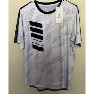 Liberty‎ Pro Men's Short Sleeve Crew Neck Sports T-Shirt EG7 White/Blue Sz S